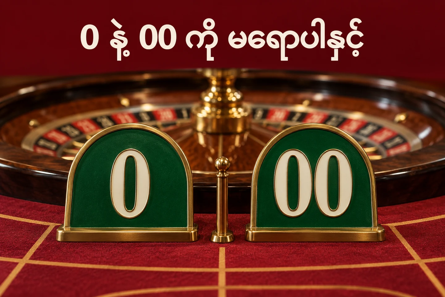 ကစားဘီးနောက်ခံရှေ့တွင် 0 နှင့် 00 ရေးထားသော အစိမ်းရောင်ရလဒ်ကွက်နှစ်ခု